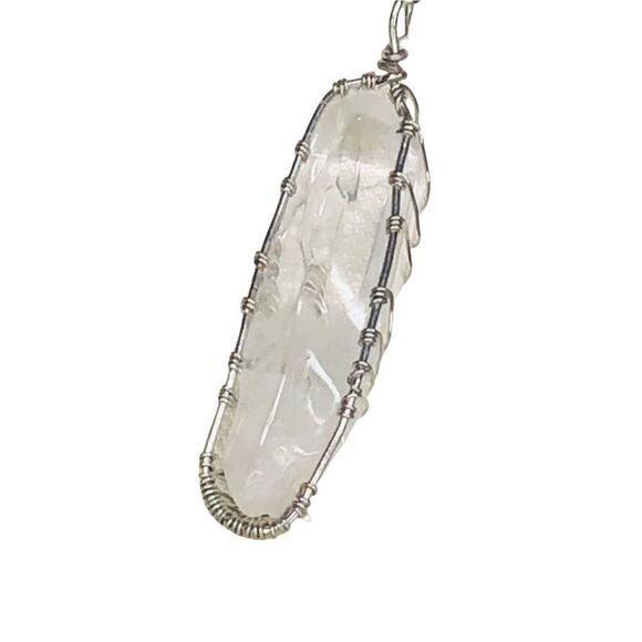 Tree of Life Wire Wrapped Clear Quartz Crystal Necklace - Picture 3 of 11